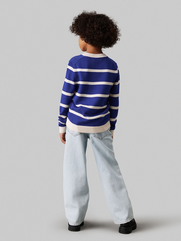Calvin Klein Blue Merino Wool Chest Monogram Jumper - Image 1 of 3