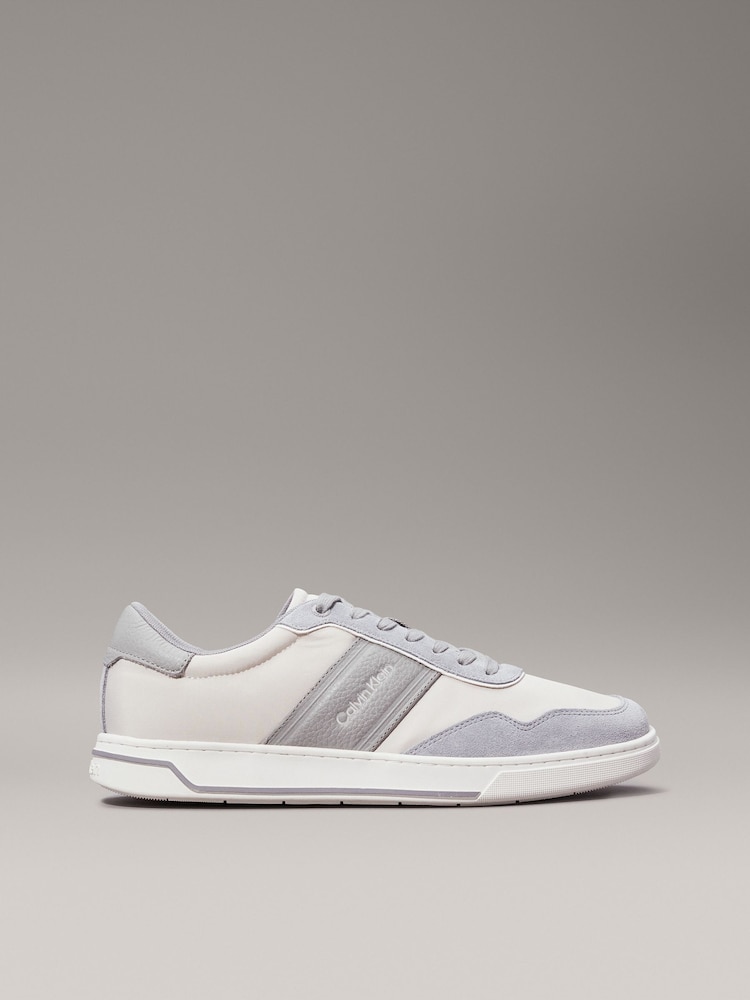 Calvin Klein Grey Low Top Lace Up Mix Trainers - Image 1 of 6