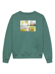 Calvin Klein Green 100% Cotton City Scene Backprint Swearshirt - Image 2 of 2