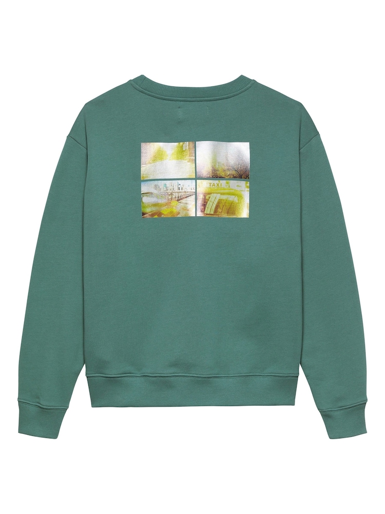 Calvin Klein Green 100% Cotton City Scene Backprint Swearshirt - Image 2 of 2