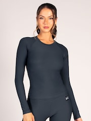 Pineapple Grey Womens Rib Long Sleeeve Top - Image 2 of 8