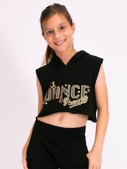 Pineapple Black Girls Sleeveless Dance Crop Hoodie - Image 1 of 8