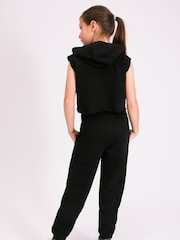 Pineapple Black Girls Sleeveless Dance Crop Hoodie - Image 4 of 8