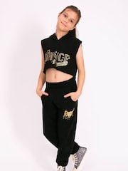 Pineapple Black Girls Sleeveless Dance Crop Hoodie - Image 5 of 8