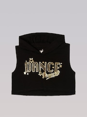 Pineapple Black Girls Sleeveless Dance Crop Hoodie - Image 7 of 8