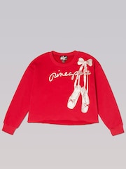 Pineapple Red Girls Ballet Crop Sweat Top - Image 7 of 9