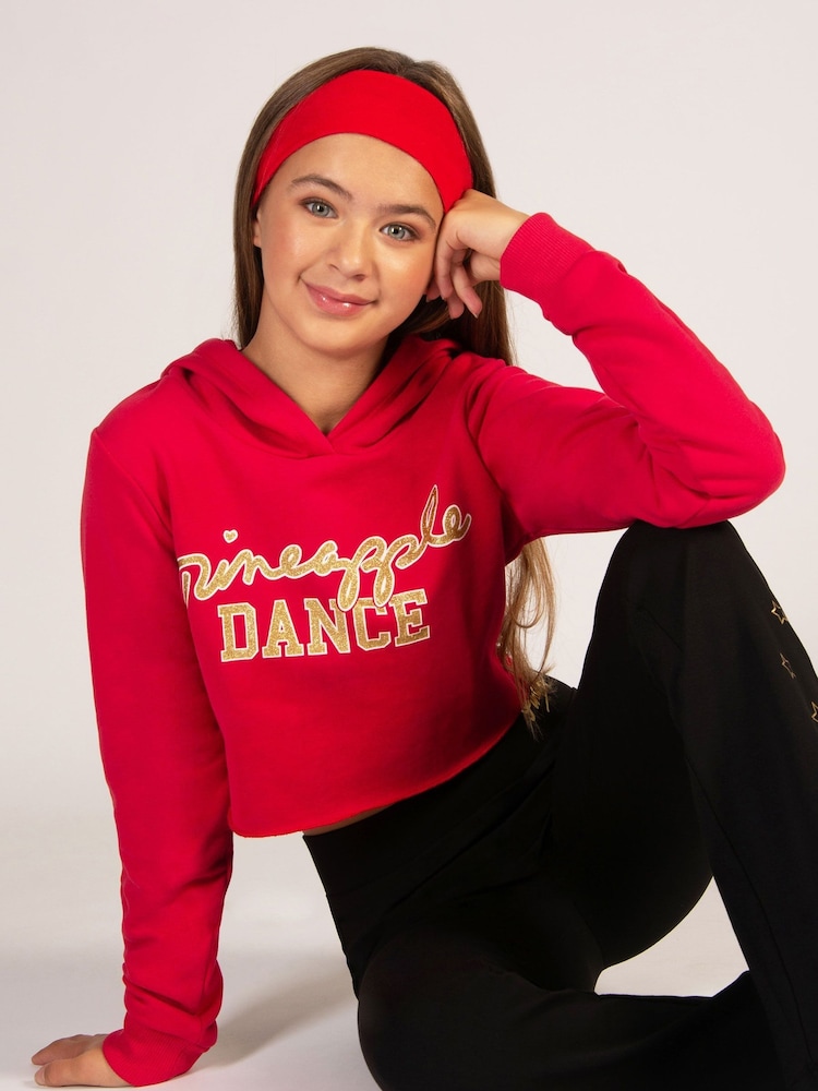 Pineapple Red Girls Glitter Dance Crop Hoodie - Image 1 of 8 Pineapple Red Girls Glitter Dance Crop Hoodie - Image 1 of 8