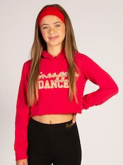 Pineapple Red Girls Glitter Dance Crop Hoodie - Image 4 of 8