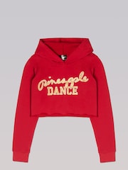 Pineapple Red Girls Glitter Dance Crop Hoodie - Image 7 of 8