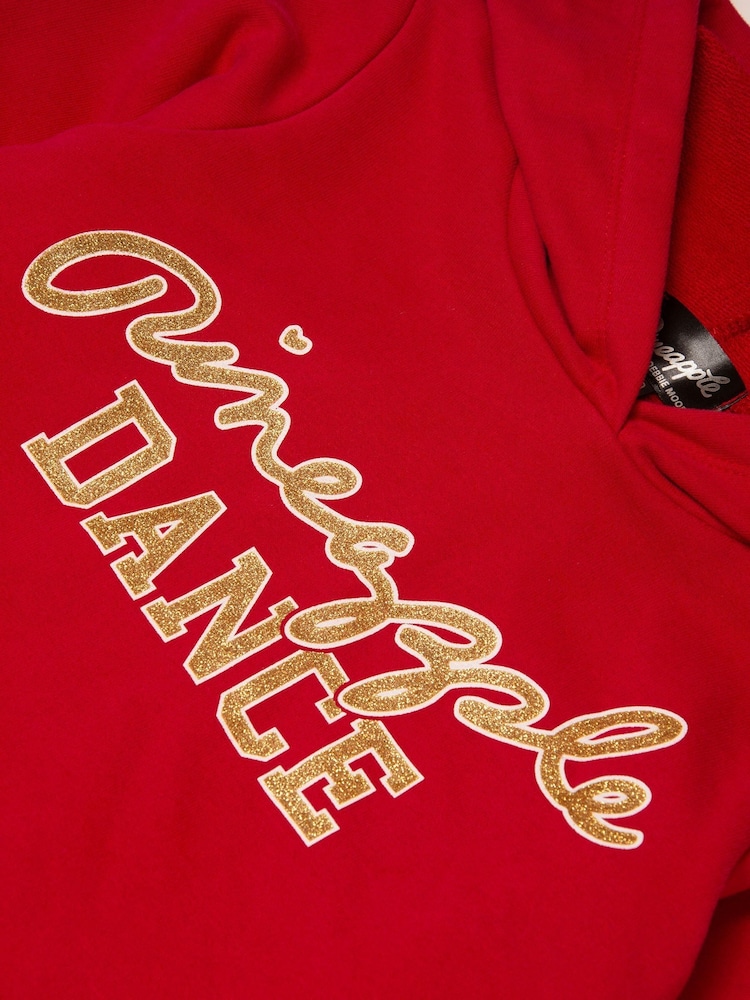 Pineapple Red Girls Glitter Dance Crop Hoodie - Image 8 of 8