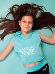 Pineapple Blue Girls Sleeveless Crop Hoodie - Image 2 of 9