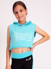 Pineapple Blue Girls Sleeveless Crop Hoodie - Image 7 of 9