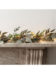 Lights4fun 1.5m Pre Lit Eucalyptus & Laurel Christmas Garland - Image 2 of 3