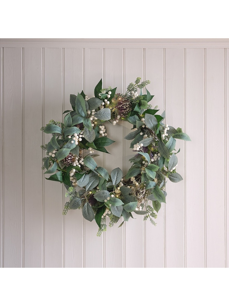 Lights4fun White Oversized Pre Lit Christmas Wreath - Image 1 of 2