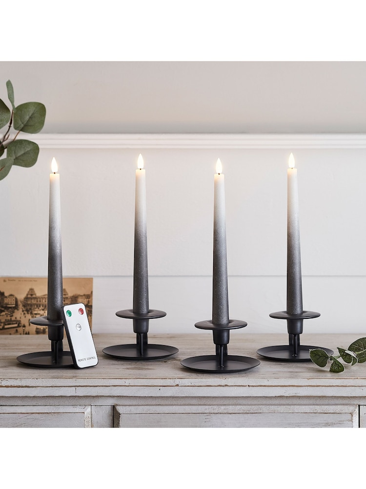 Lights4fun Grey Ombre TruGlow Remote Control Taper LED Candles - Image 2 of 2