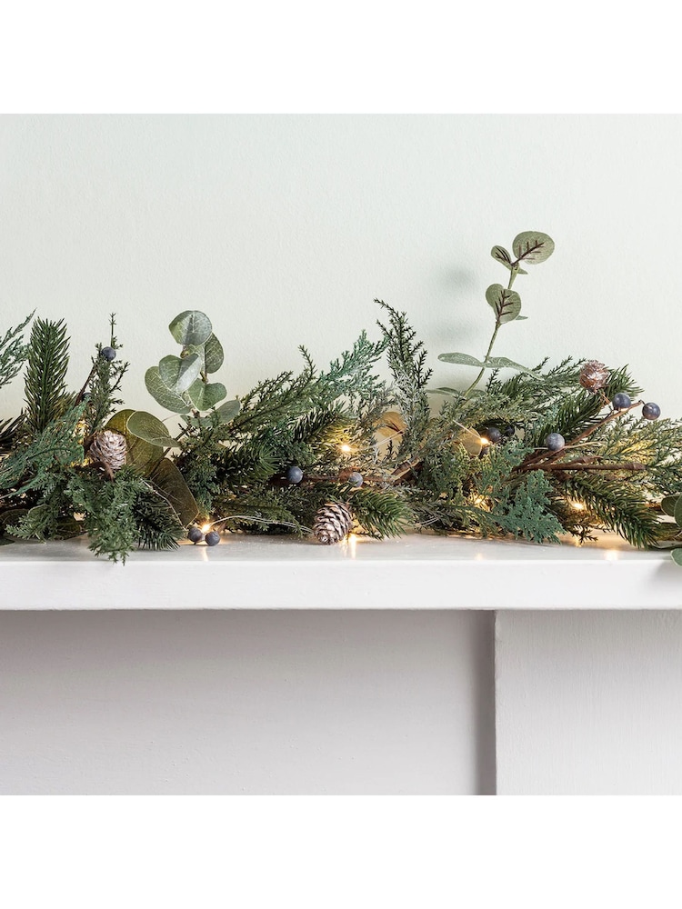 Lights4fun 2m Pre Lit Frosted Berry and Pinecone Garland - Image 2 of 3