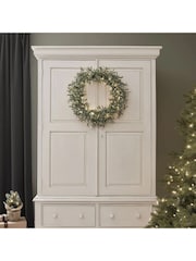 Lights4fun Oversized 62cm Pre Lit Mistletoe Christmas Wreath - Image 2 of 2
