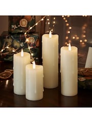 Lights4fun Ivory TruGlow Dripping Wax LED Slim Pillar Candles - Image 1 of 3