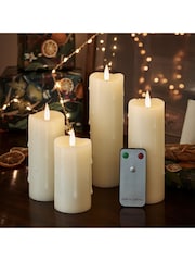 Lights4fun Ivory TruGlow Dripping Wax LED Slim Pillar Candles - Image 2 of 3