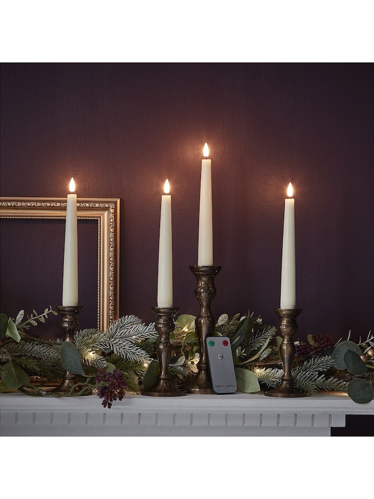 Lights4fun Ivory TruGlow Remote Control Short LED Taper Candles - Image 2 of 2