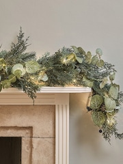 Lights4fun Oversized 2m Pre Lit Frosted Berry and Pinecone Garland - Image 1 of 2