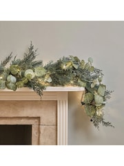 Lights4fun Oversized 2m Pre Lit Frosted Berry and Pinecone Garland - Image 1 of 1