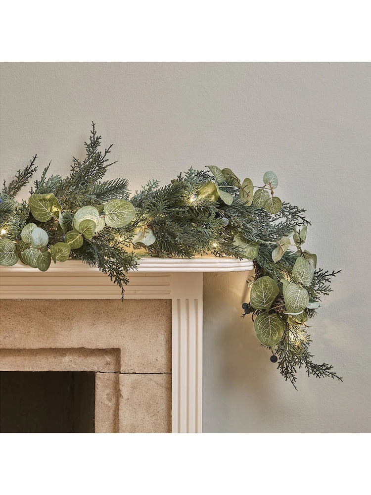 Lights4fun Oversized 2m Pre Lit Frosted Berry and Pinecone Garland - Image 1 of 1