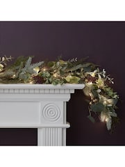 Lights4fun 2m Pre Lit Eucalyptus Pine Berry Christmas Garland - Image 1 of 2