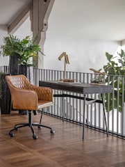 Libra Interiors Black Bronks Acacia Desk with Two Drawers - Image 1 of 4