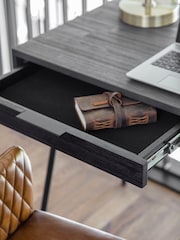 Libra Interiors Black Bronks Acacia Desk with Two Drawers - Image 2 of 4