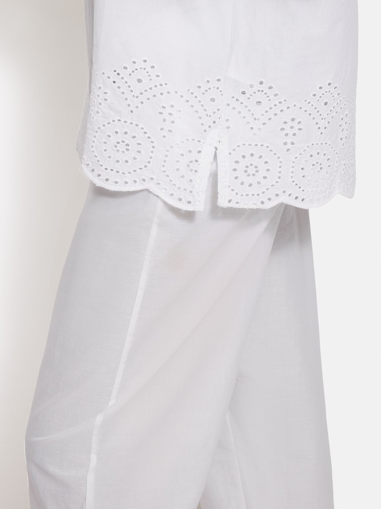 Jigsaw White Broderie Short Sleeved 100% Cotton Top - Image 7 of 7 Jigsaw White Broderie Short Sleeved 100% Cotton Top - Image 7 of 7