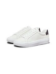 Calvin Klein White Vulcanized Lace Up Leather Trainers - Image 3 of 7
