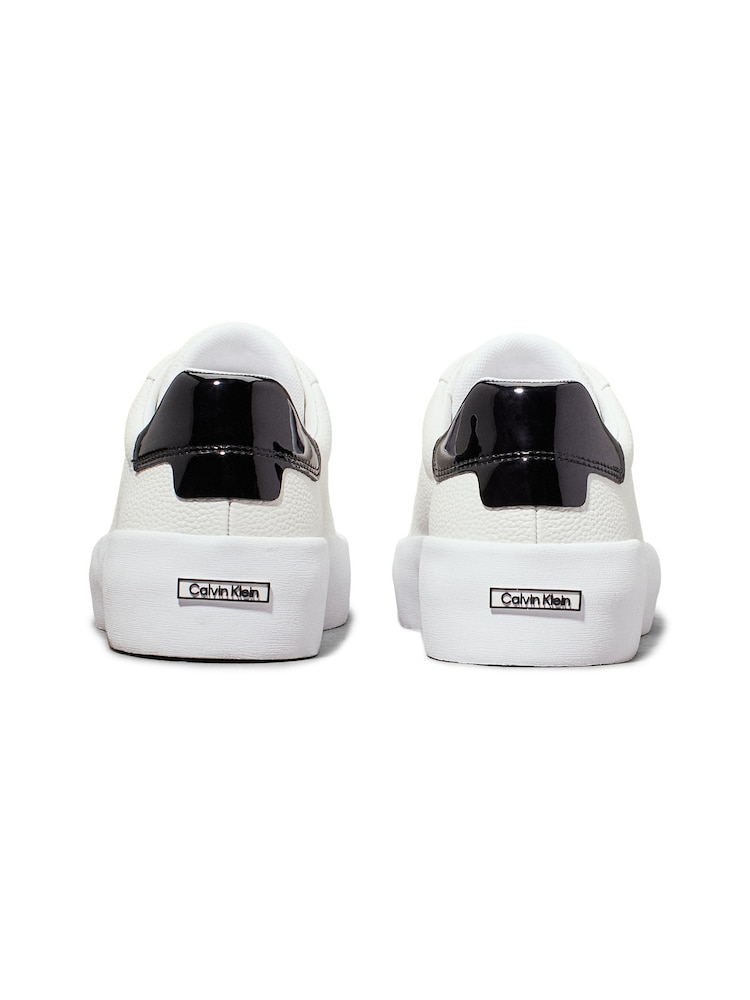 Calvin Klein White Vulcanized Lace Up Leather Trainers - Image 4 of 7