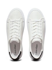 Calvin Klein White Vulcanized Lace Up Leather Trainers - Image 5 of 7