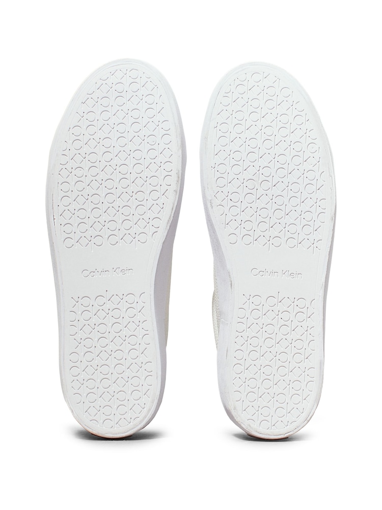 Calvin Klein White Vulcanized Lace Up Leather Trainers - Image 6 of 7