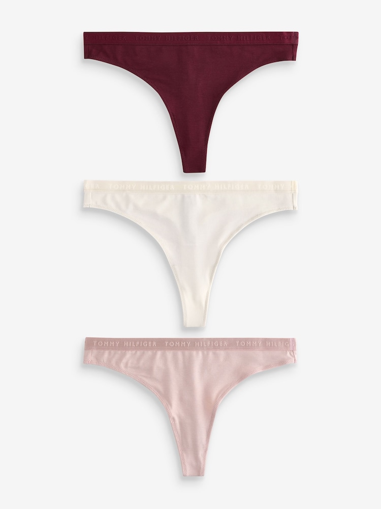Tommy Hilfiger Red Everyday Luxe Thongs 3 Pack - Image 1 of 4