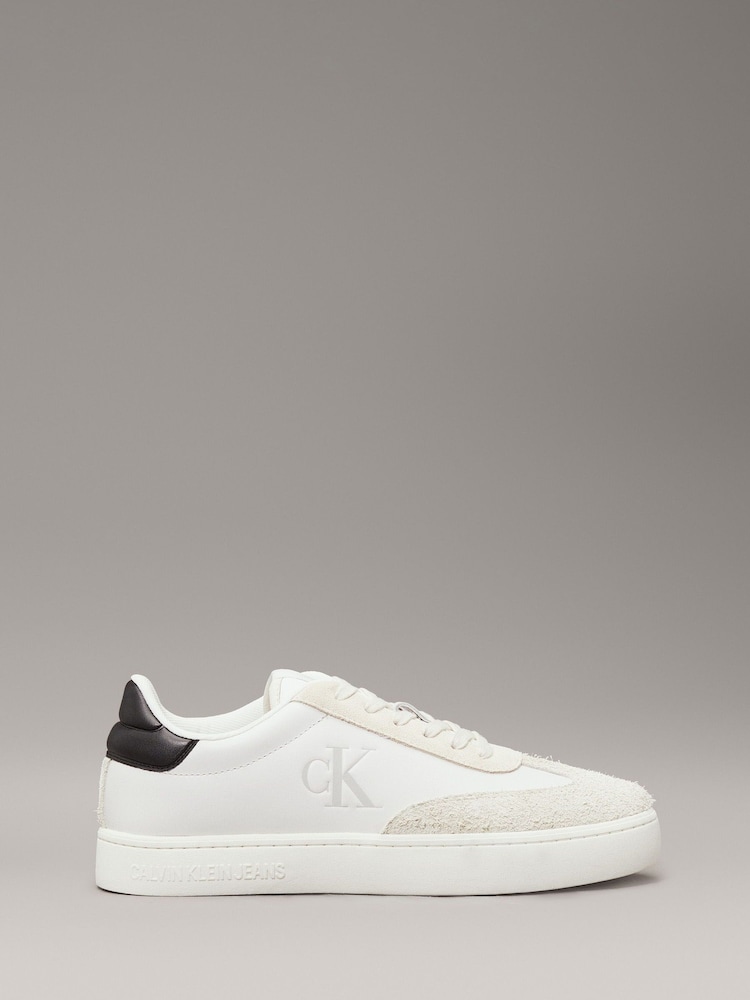 Calvin Klein White Classic Low Cup Lace Up Leather Trainers - Image 1 of 7