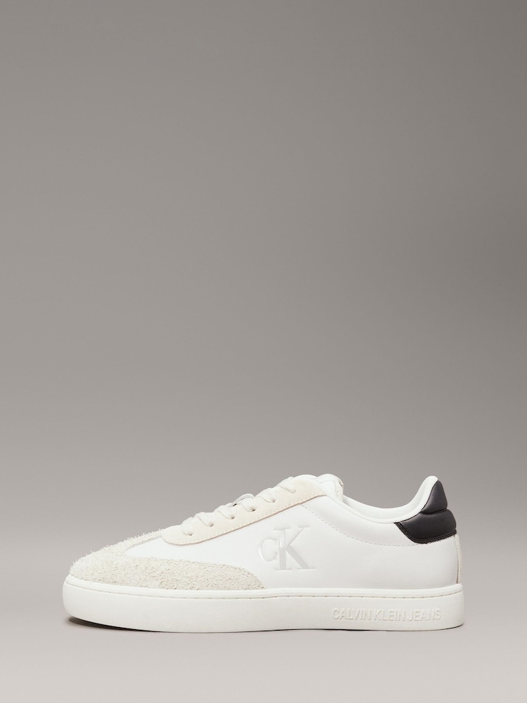 Calvin Klein White Classic Low Cup Lace Up Leather Trainers - Image 2 of 7