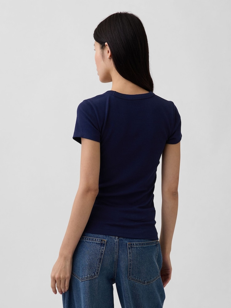 Blau - Gap Modern V-Neck Short T-Shirt - Bild 2 von 4