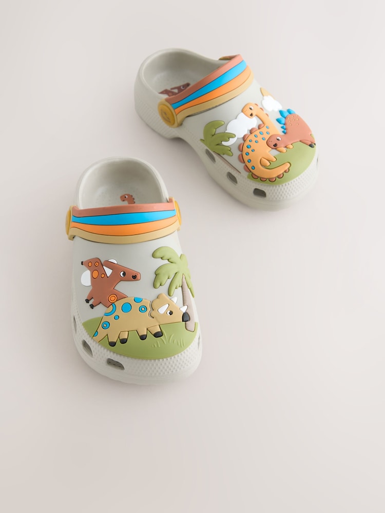 Neutral Dinosaur Print Scene Character Clogs - Image 3 of 7