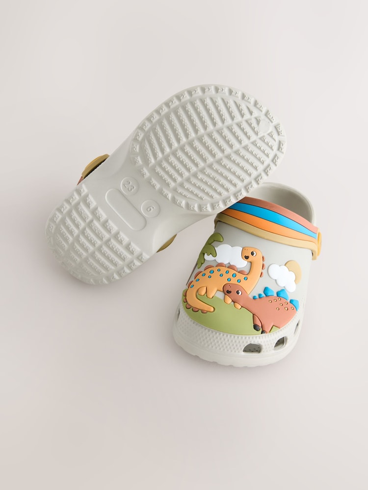 Neutral Dinosaur Print Scene Character Clogs - Image 6 of 7