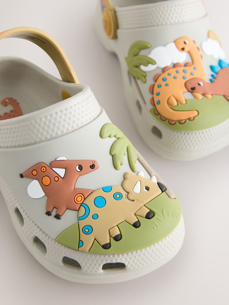 Neutral Dinosaur Print Scene Character Clogs - Image 7 of 7