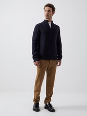 French Connection Blue 10 1/2 Zip Knit Jumper - Image 1 of 3