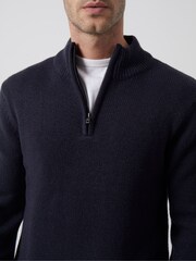 French Connection Blue 10 1/2 Zip Knit Jumper - Image 3 of 3