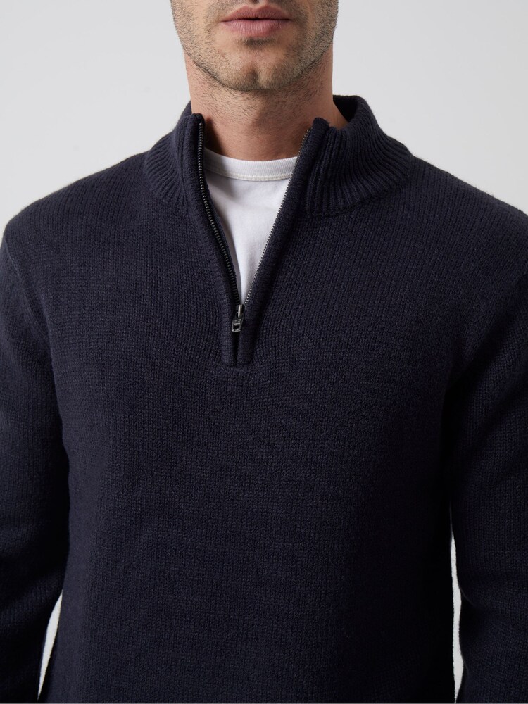 French Connection Blue 10 1/2 Zip Knit Jumper - Image 3 of 3