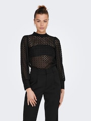 Blusa de punto con mangas transparentes y encaje de JDY - Imagen 2 de 7