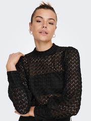 Blusa de punto con mangas transparentes y encaje de JDY - Imagen 4 de 7