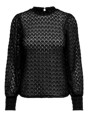 Blusa de punto con mangas transparentes y encaje de JDY - Imagen 6 de 7