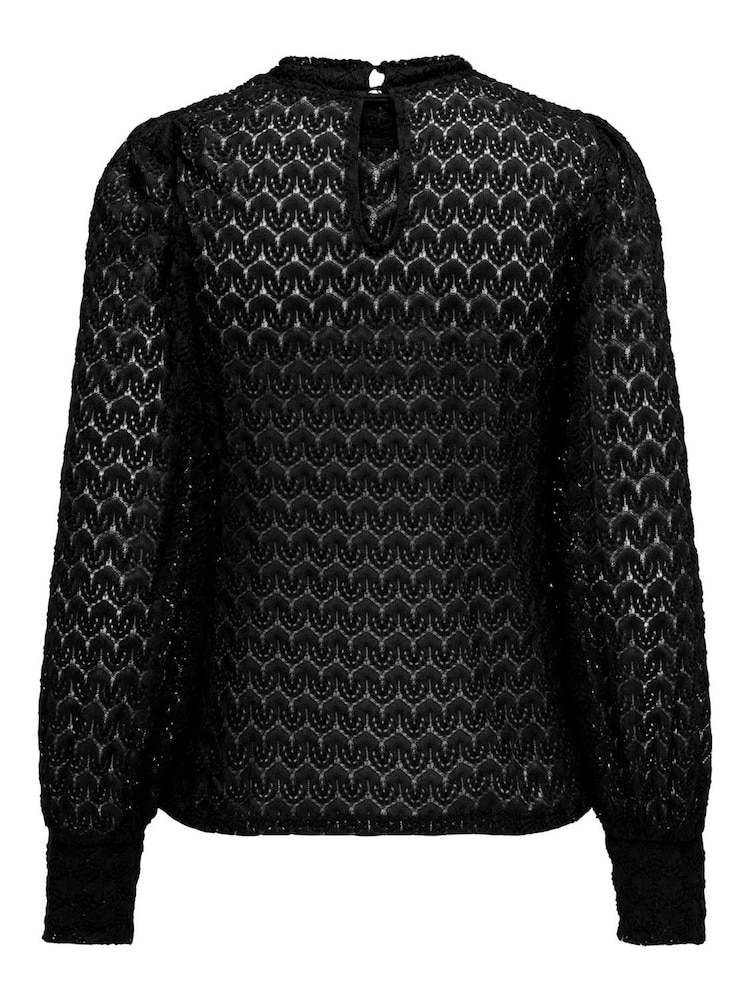 Blusa de punto con mangas transparentes y encaje de JDY - Imagen 7 de 7