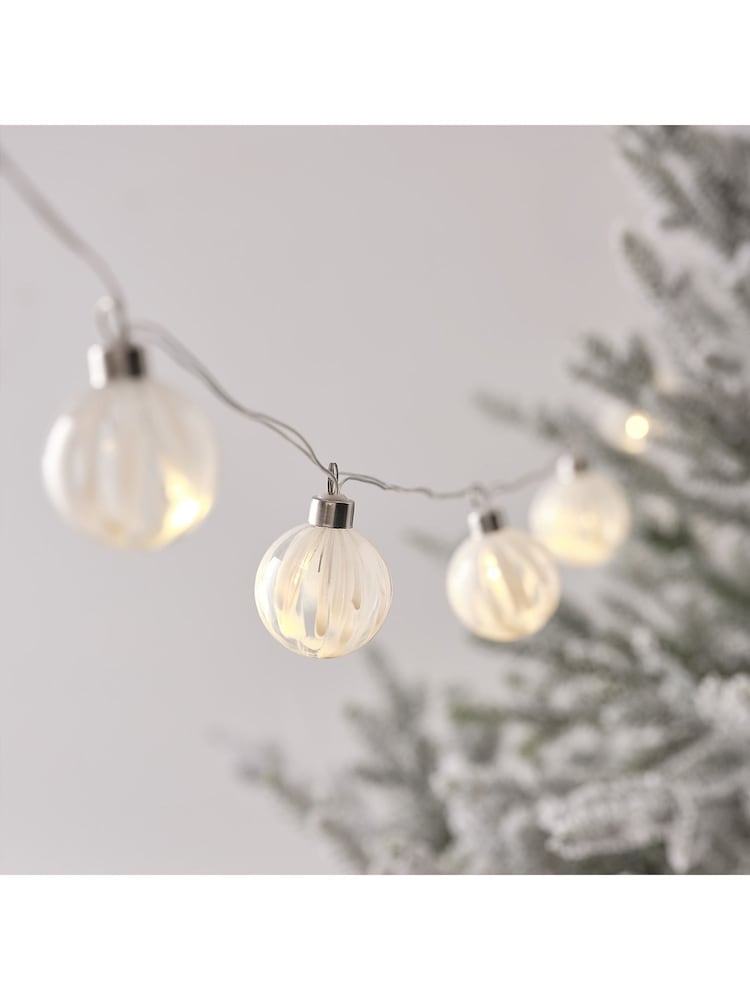 Lights4fun Gold White  Clear Murano Style Glass Bauble Warm White Lights - Image 1 of 3